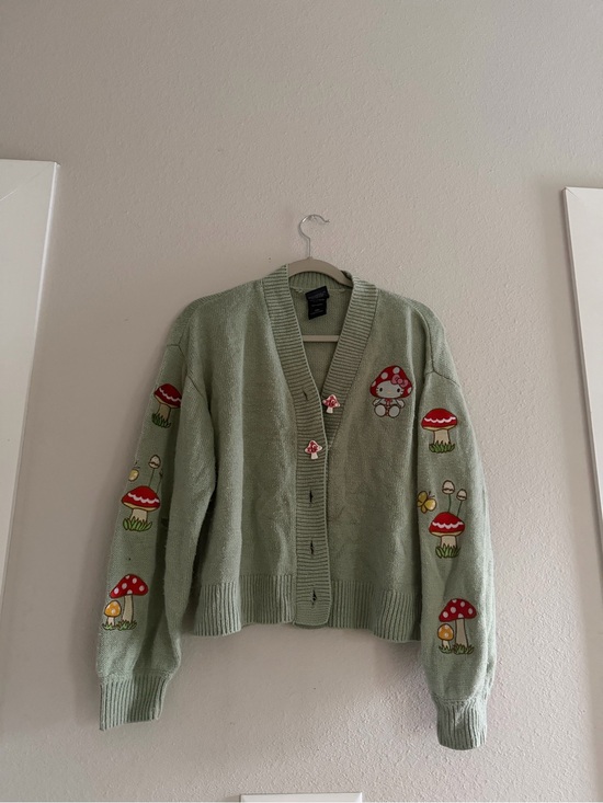 Hot Topic Sweaters - Hot Topic Mint Green Mushroom Patch Cardigan Sweater